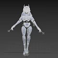 Futuristic Sci Fi Female Game Character With Mechanical Armor Purple Hair And Horns Design