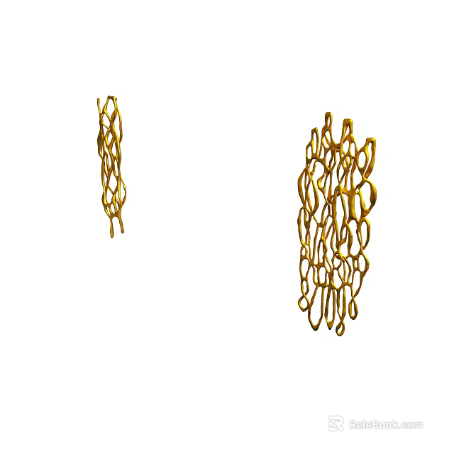 Unique Golden Abstract Decorative Sculptures With Intricate Woven Structures 3d model