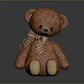 Adorable Brown Teddy Bear With Plaid Scarf As Decor For Cozy Furniture