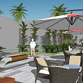 Roof Garden Design With Lush Palm Trees Seating Areas And Paved Walkways