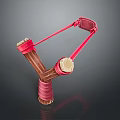 Toy Slingshot With Red Elastic Band Brown Y Shaped Frame And Grip