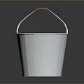 Practical Metal Bucket With Silver Body And Orange Handle For Home Daily Use