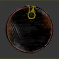 Rusty Red And Black Metal Barrel With Skull Hazard Symbol On Surface