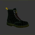Black Leather Work Boots With Yellow Accents And Brown Rubber Sole For Daily Use