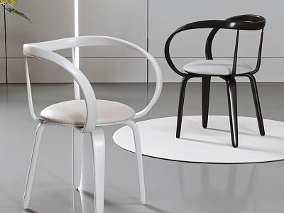 Modern White And Black Leisure Chairs With Curved Armrests And Upholstered Seats 3d model