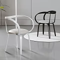 Modern White And Black Leisure Chairs With Curved Armrests And Upholstered Seats