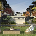 Modern Luxury Chinese Style Garden Landscape With Lush Greenery Outdoor Seating And Traditional Decor