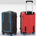 Black with Blue Accents and Red Hard Shell Luggage Suitcases with Wheels and Telescopic Handle