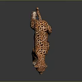 Realistic 3D Leopard Model With Orange Fur Black Spots And Green Eyes On Dark Background