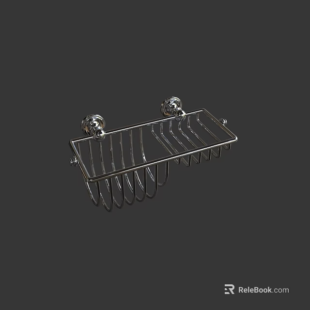 Stainless Steel Wall Mounted Bathroom Shelf With Grid Design For Toiletries 3d model 