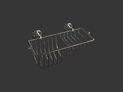 Stainless Steel Wall Mounted Bathroom Shelf With Grid Design For Toiletries 3d model