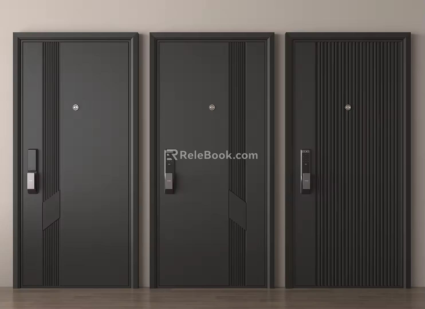 Modern security door security door entry door password lock door 3d model