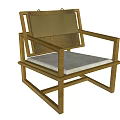 Modern Accent Chair With Wooden Frame Woven Backrest And Padded Seat
