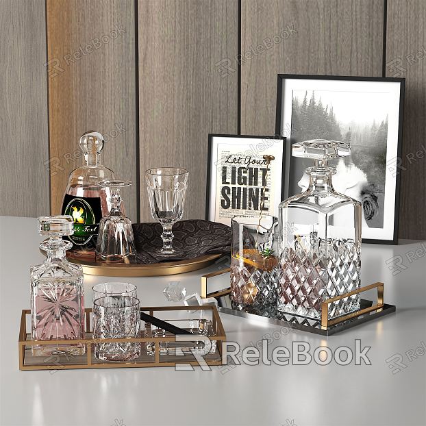 Modern Wine Glass Wine Glass Wine Bottle Combo model