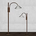 Two Modern Copper Floor Lamps with White Shades for Elegant Interior Lighting 3d model