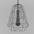 Modern Geometric Pendant Light With Black Metal Wire Frame And Clear Glass Bulb