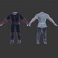 Two Headless Character Models With Black Outfit Gray Top And Red Gloves