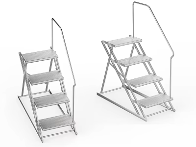 Sturdy Lightweight Metal Folding Step Stools With Safety Rails For Home Use 3d model