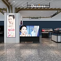 Modern Retail Display Shelves With Desires Brand Products And Glass Showcases In Store