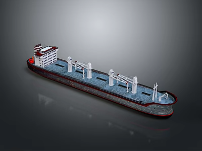Modern Cargo Ship With White Superstructure Multiple Cranes And Red Hull 3d model