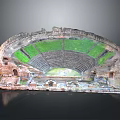 Ancient Roman Amphitheater Model With Stone Structure And Green Seating Area 3d model