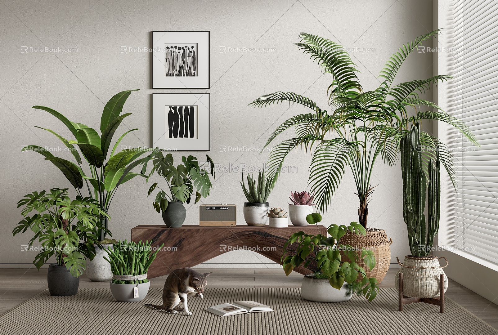 Modern Potted Plant Green Plant Potted Plant Bonsai Tortoise Bamboo Scatter Kwai Bird of Paradise Cactus Fleshy 3d model