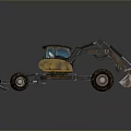 Yellow Heavy Duty Functional Excavator With Mechanical Arm Cab And Wheels