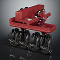 Red Amusement Ride Structure With Sturdy Frame Multiple Black Safety Seats And Wheels