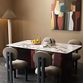 Middle Ancient Dining Table and Chair Combination 3d model
