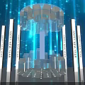 Happy New Year Themed Digital Art With Transparent Tower And Blue Background