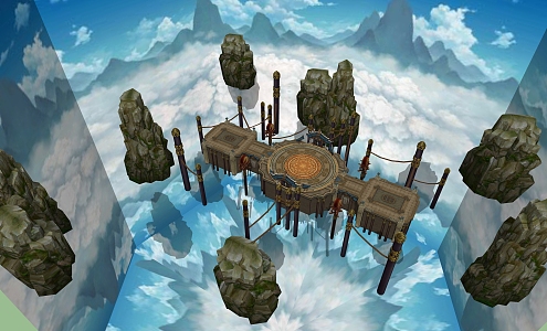 Ancient Building Platform in Game Scene 3d model