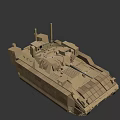 Sand Colored Military Armored Tank with Turret Cannon and Heavy Duty Tracks