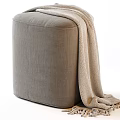 Light Gray Fabric Sofa Stool with Cozy Woven Blanket for Modern Living Room