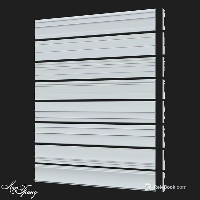 Modern Structural Component With Vertical White Slats And Black Dividers 3d model 