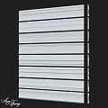 Modern Structural Component With Vertical White Slats And Black Dividers