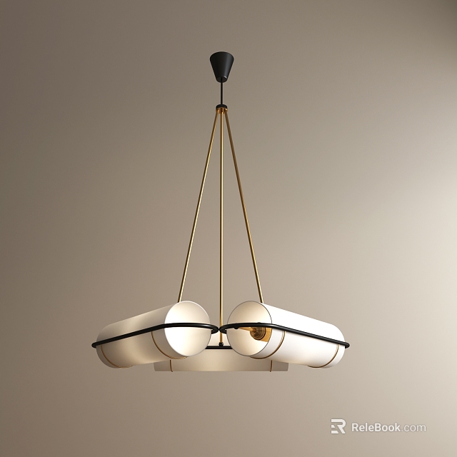 Modern Pendant Light with Gold Metal Frame White Lampshade for Modern Interior Hanging from Ceiling 3d model 