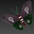 Metallic Butterfly with Mechanical Gears and Intricate Decorative Design on White Background