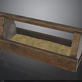 Vintage Wooden Carpentry Tool With Supporting Planks And Padded Groove Interior
