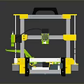 Desktop 3D Printer With Yellow Green Frame Black Handle And Transparent Base 3d model