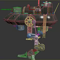 Detailed Military Mechanical Structure With Turret Wheels Ladder And Mechanical Legs