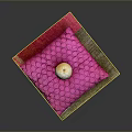 Delicious White Round Food Placed on Pink Patterned Mat over Brown Base Mat