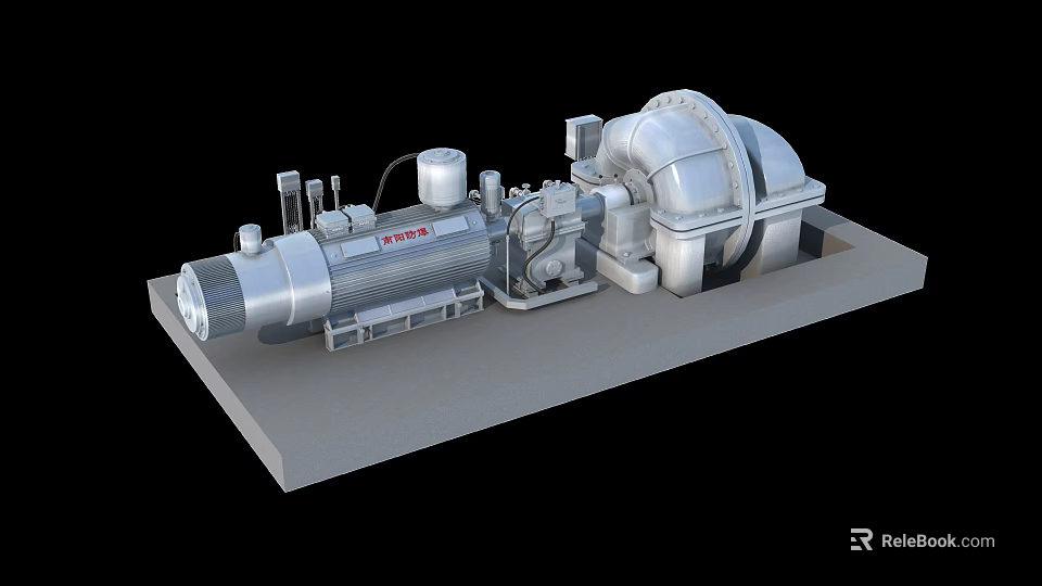 Industrial Turbine Generator Equipment With Metal Components And Complex Structure 3d model 