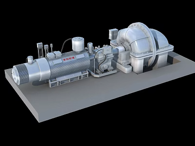 Industrial Turbine Generator Equipment With Metal Components And Complex Structure 3d model