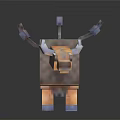 3D Blocky Minecraft Pixel Buffalo Character With Yellow Brown Body And Blue Purple Tail