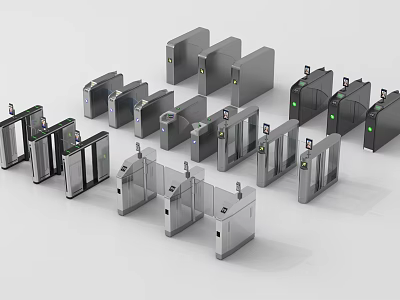 Modern Security Turnstiles For Public Facilities With Stainless Steel Structure And Access Control 3d model