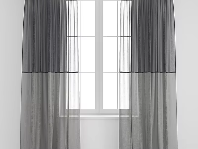 Elegant Gray Double Layer Sheer Curtains For Modern Home Window Decoration 3d model