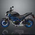 Stylish Modern Black Motorcycle With Blue Wheels And Sporty Frame Design