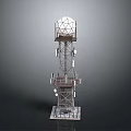 High Quality Communication Tower With Metal Frame Antennas And Observation Platforms 3d model