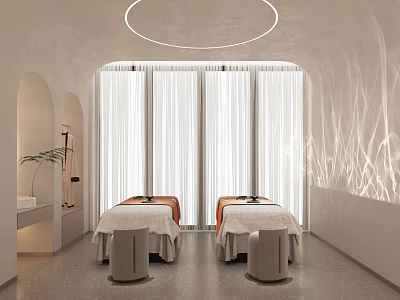 Modern SPA Room With Massage Beds And Soft Lighting 3d model