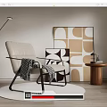 Leisure chair recliner side corner table 3d model